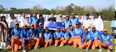 Physical disability cricket team together on the field